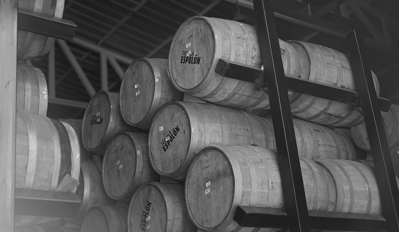 tequila espolon oak barrels aging in San Nicholas Distillery